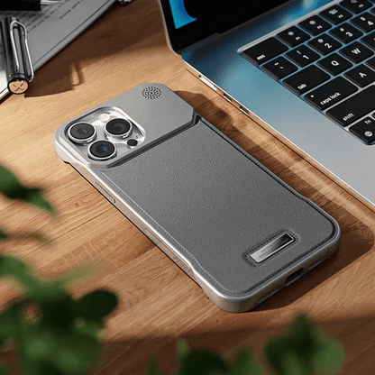 Luxury Metal Leather Phone Case for All iPhone, Aluminum Magnetic Phone Cover - Sky-cover