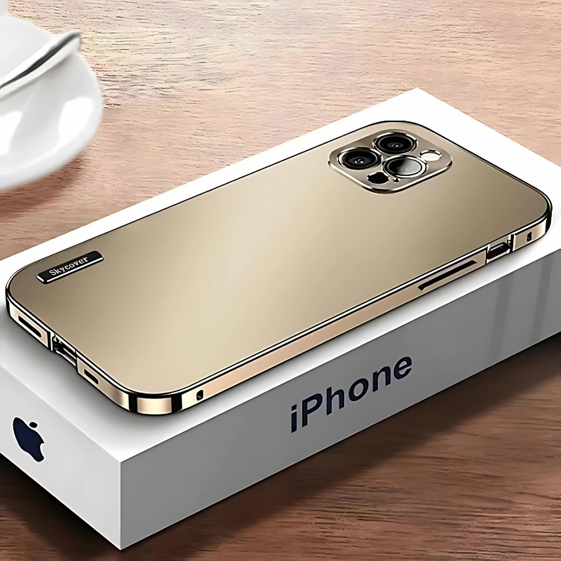 Aluminum Alloy Case Metal Magnetic and PC Matte back - Limitless 3.0 - Gold / For iPhone 15 Pro Max - Sky-cover