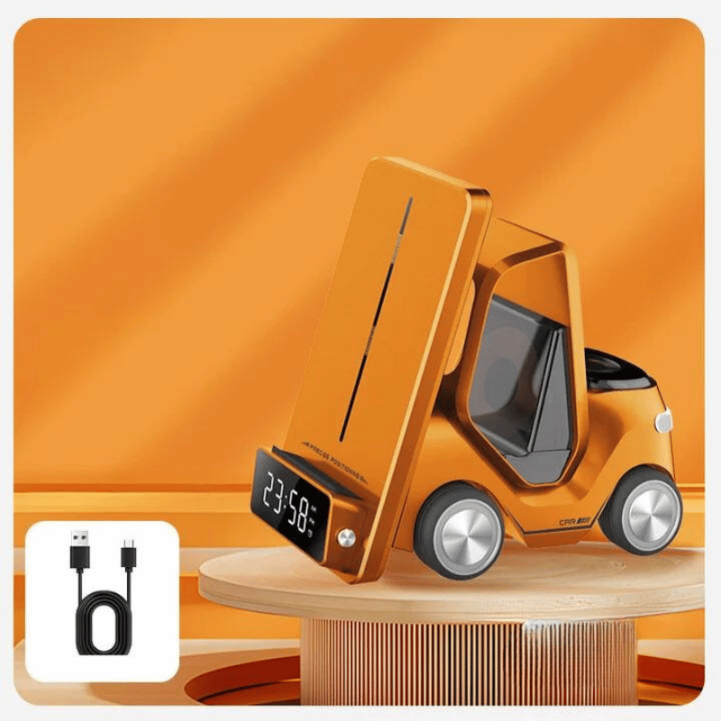 Forklift 5 in 1 Wireless Charger Stand with Night Light for Smart Watch and Car Design - Orange - sky-cover