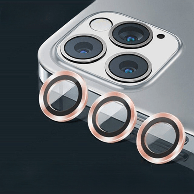 Best camera lens Metal Ring Case Glass protectors for iPhone - Rose Pink / iPhone14ProMax (3PCS) - sky-cover
