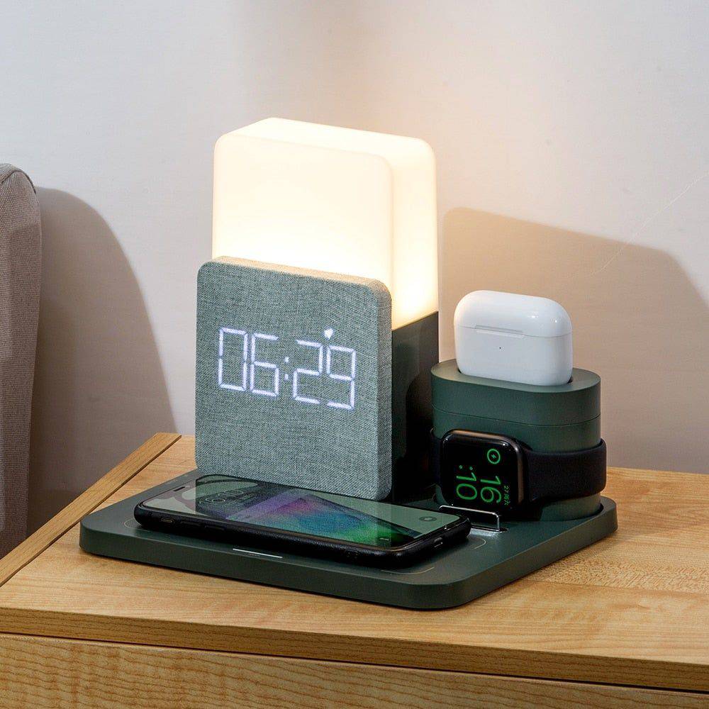 Fast Wireless Charger with alarm clock REEVES-BOXBURN white 15 Watt - sky-cover