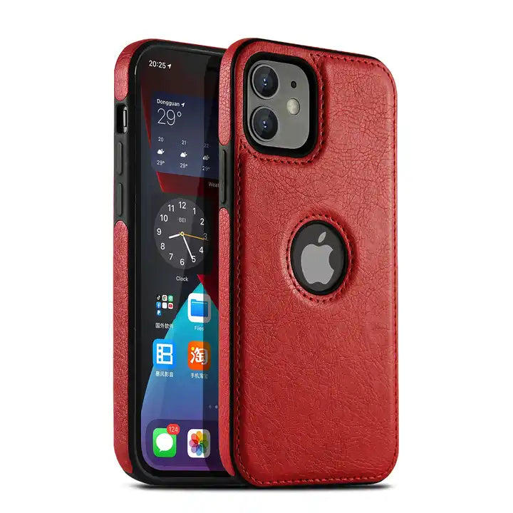 Ultra Thin Slim Leather Phone Case For iPhone Compatible with wireless charging Magsafe - Red / for iphone 15 pro max - sky-cover