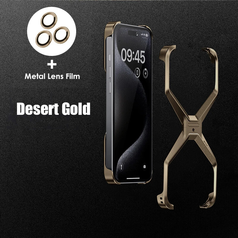 Luxury Aluminum Frameless Phone Case for iPhone 16 15 13 14 series Metal - Sky-cover