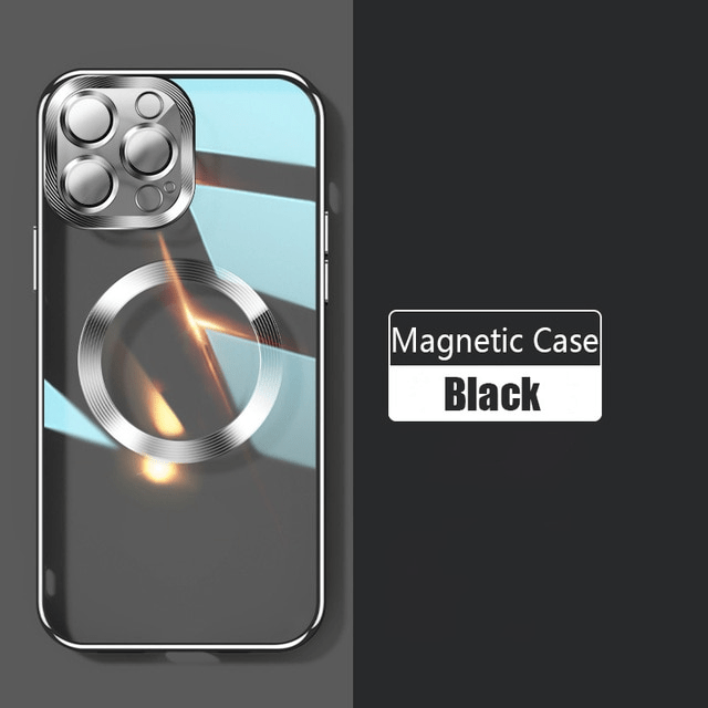 New Version 2.0 Transparent Electroplated iPhone Case With Camera Glass Lens Protector - Black / for iPhone 13 Pro Max - sky-cover