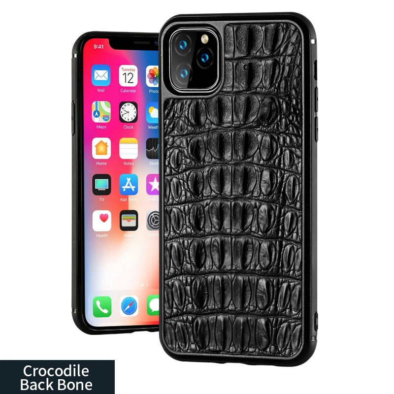 Luxury real leather heavy duty shockproof protective case for iPhone - back bone black / For iphone 14 - sky-cover