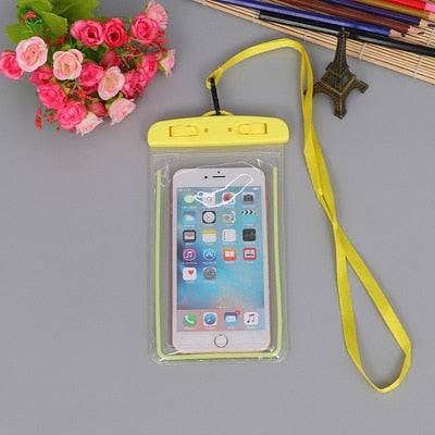 Waterproof Swimming Bag for Cell Phone - Beach, Camping, Skiing - 3.5-6 Inch - Yellow Color - sky-cover