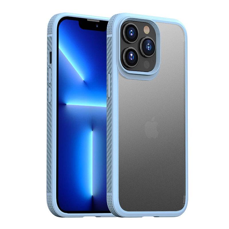 Carbon Fiber Border Matte Transparent Case for All iphone - Light blue / For iphone 13 - sky-cover