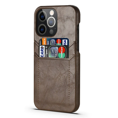 Luxury Leather Slim Card Holder Wallet Cute Hard Shell Cover - Coffee / For iPhone 13 Mini - sky-cover