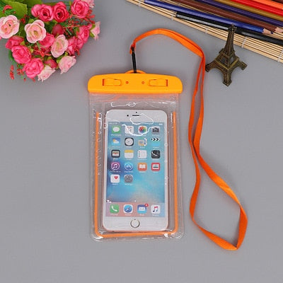 Waterproof Swimming Bag for Cell Phone - Beach, Camping, Skiing - 3.5-6 Inch - orange - sky-cover