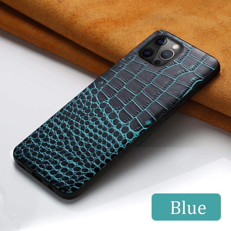 Genuine Leather Phone Case for All iPhone - blue / For iPhone 11 - sky-cover