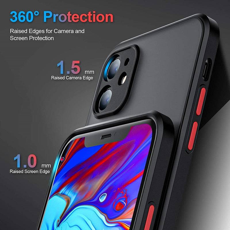 Shockproof Armor Matte Case For iPhone 13 Silicone Bumper Clear Hard - sky-cover