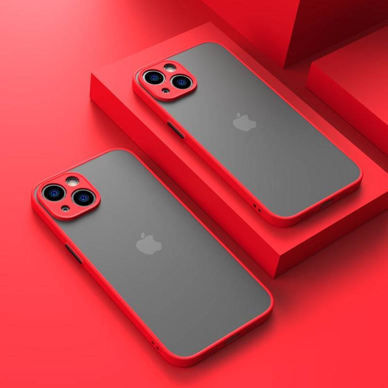Shockproof Armor Matte Case For iPhone 13 Silicone Bumper Clear Hard - For iPhone 6 6S / Red - sky-cover