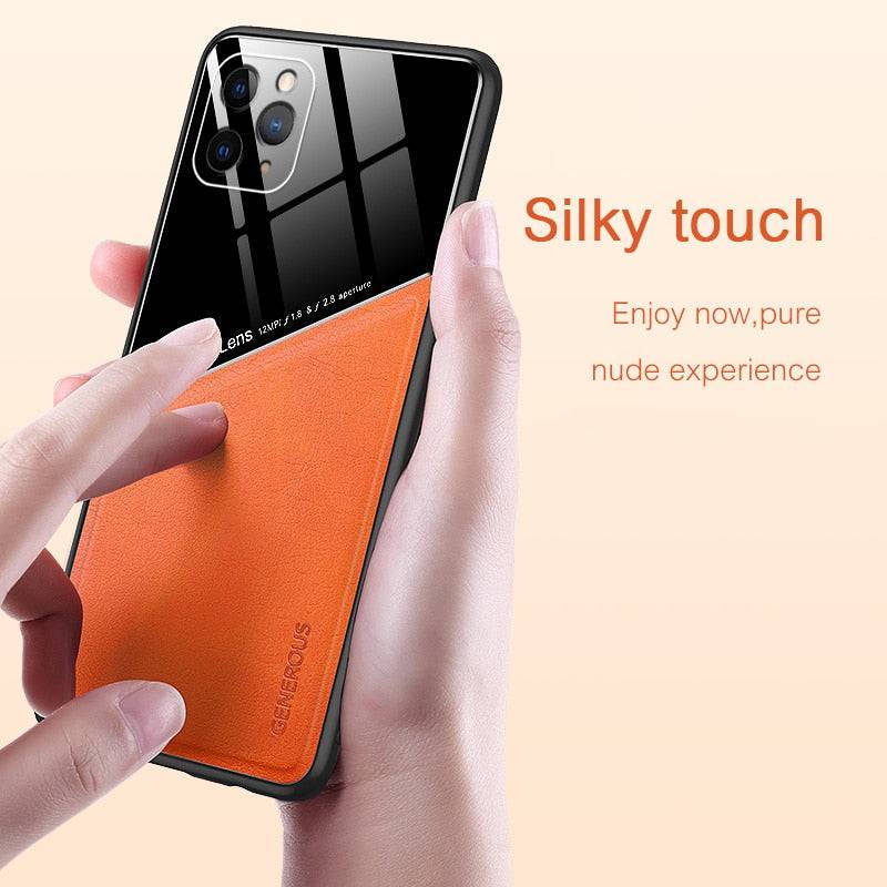 Luxury Leather Camera Lens Cover For All iPhone Car Magnet Case - sky-cover