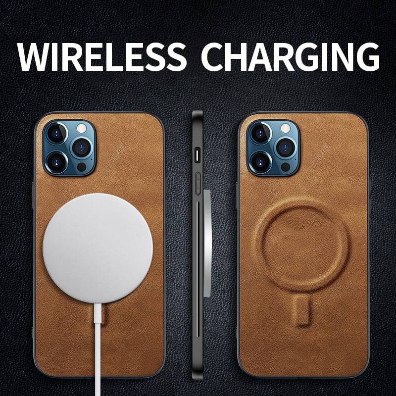 Luxury Case Shockproof Soft Support Wireless Charging PU Leather Phone - sky-cover