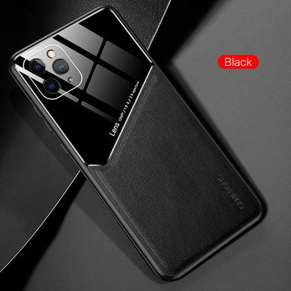 Luxury Leather Camera Lens Cover For All iPhone Car Magnet Case - For iPhone 12 / Black - sky-cover