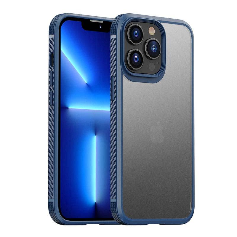 Carbon Fiber Border Matte Transparent Case for All iphone - Blue / For iphone 13 - sky-cover