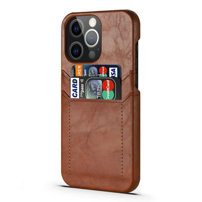 Luxury Leather Slim Card Holder Wallet Cute Hard Shell Cover - Brown / For iPhone 13 Mini - sky-cover