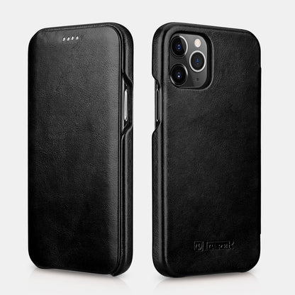 Luxury Genuine Leather Original Phone Case for iPhone - Closed cover - Black / for iPhone 12 - sky-cover