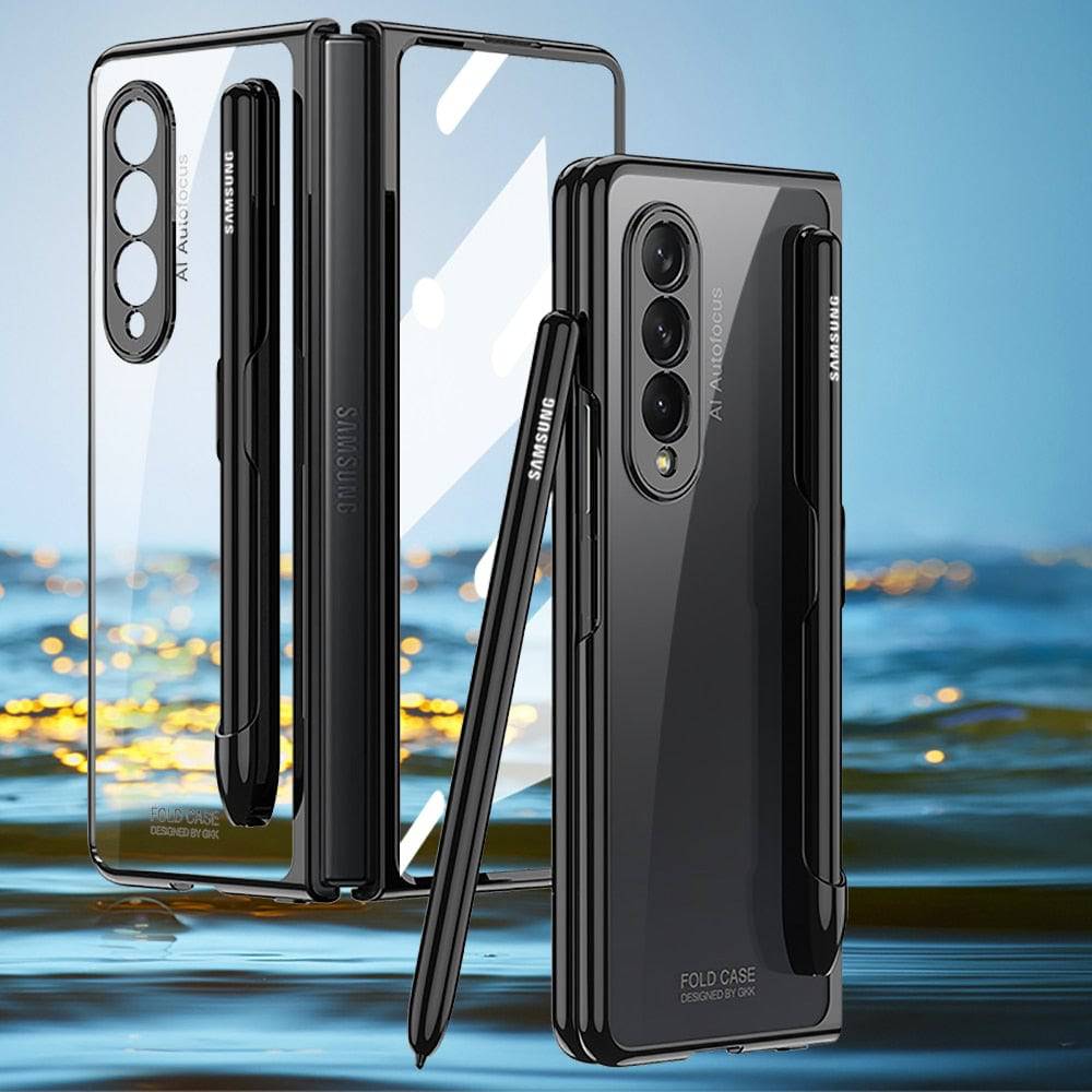 For Samsung Galaxy Z Fold 4 Case With S Pen Holder Wrist Strap Hard Cover  Fold 3