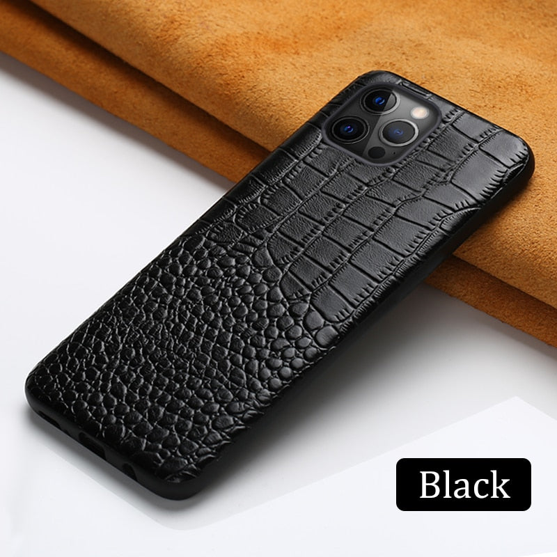 Genuine Leather Phone Case for All iPhone - black / For iPhone 11 - sky-cover