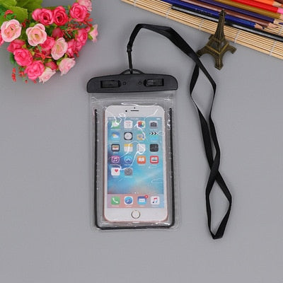 Waterproof Swimming Bag for Cell Phone - Beach, Camping, Skiing - 3.5-6 Inch - Black Color - sky-cover