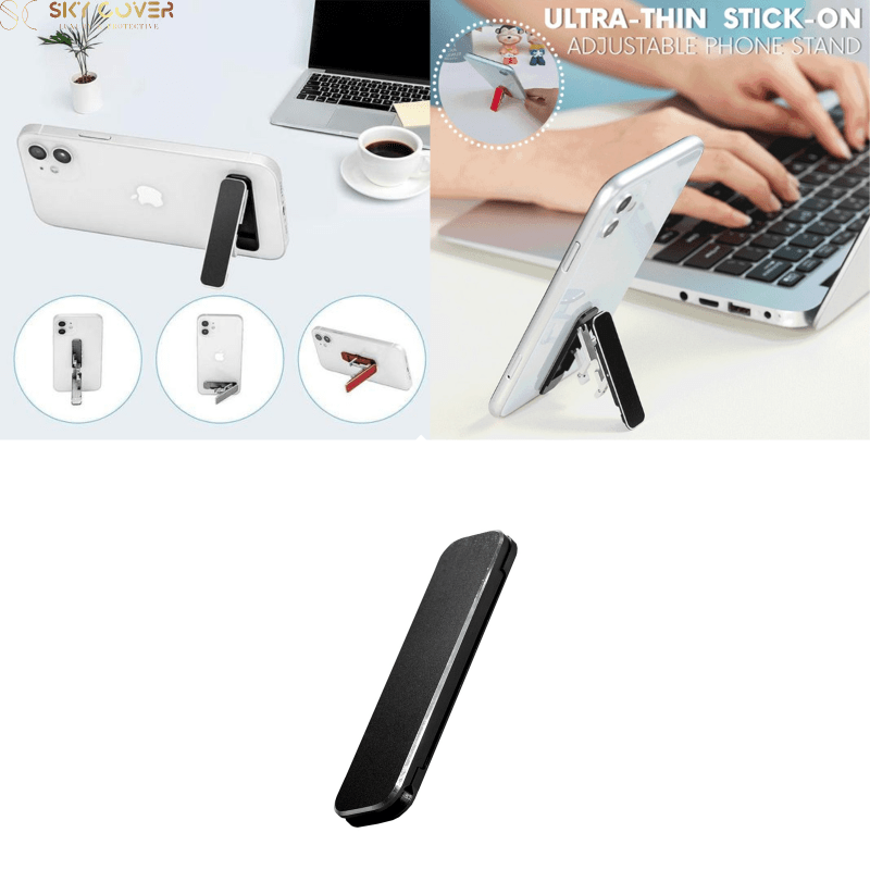 Ultra-thin stick, adjustable and foldable lightweight phone holder - Black - sky-cover