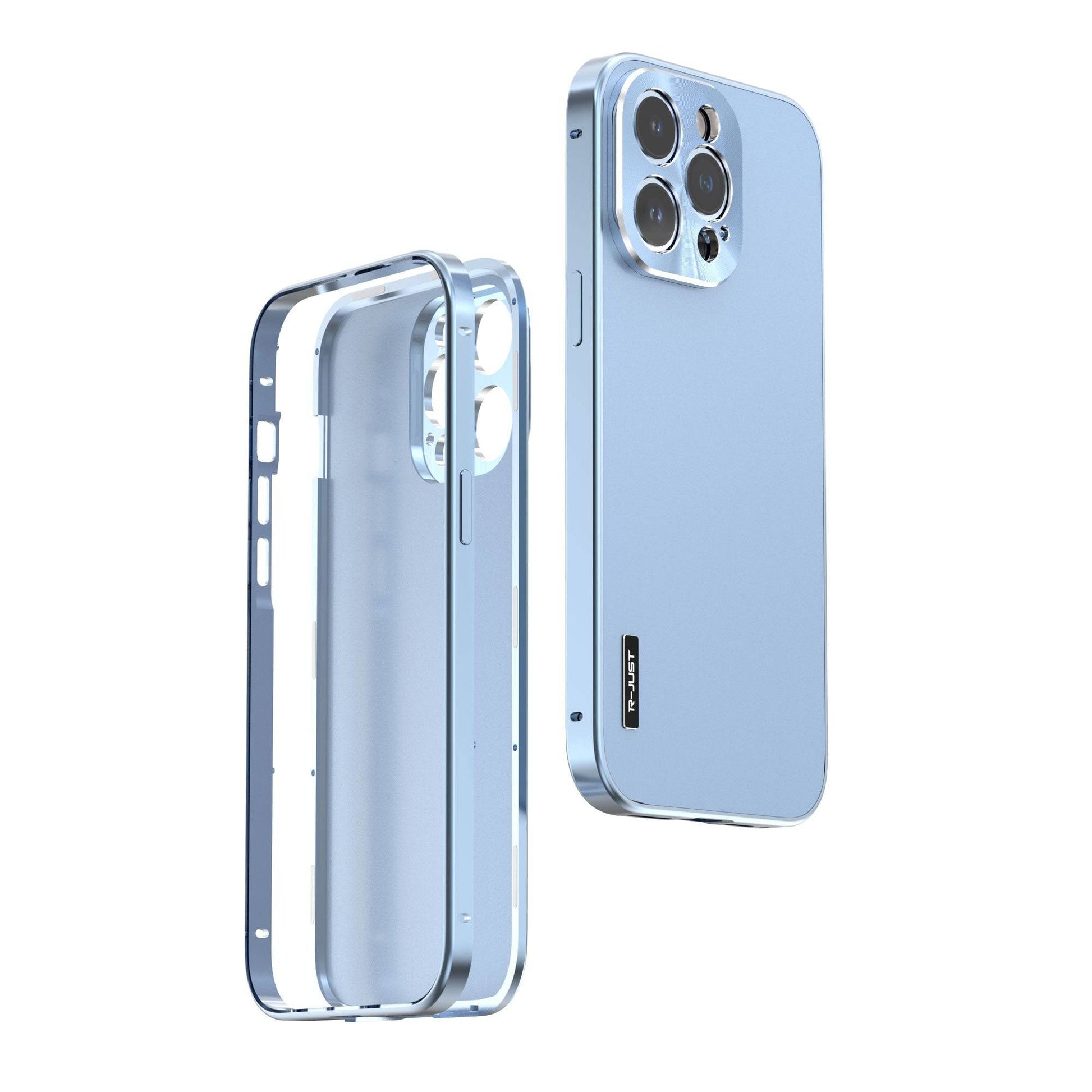 Aluminum Alloy Magnetic Frame Case Metal - Lens Protection and hard plastic PC back - Limitless 3.0 - Light Blue / For iphone 14 - sky-cover