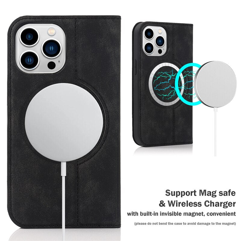 Magnetic Leather Card Holder Wallet RFID Protected and MagSafe Compatible - sky-cover