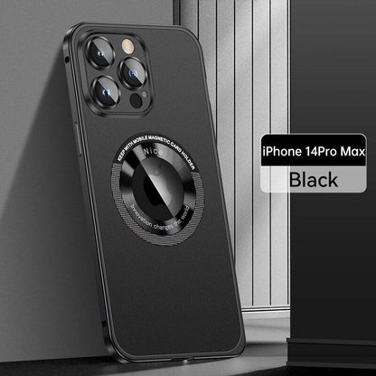 Magnetic Metal Phone Case Aluminum Frame Original Color Phone - Black / For Iphone 14 - sky-cover