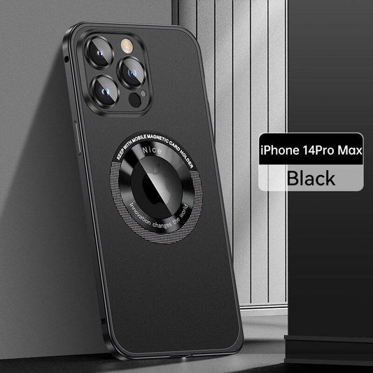 Magnetic Metal Phone Case Aluminum Frame Original Color Phone - Black / For Iphone 14 - sky-cover