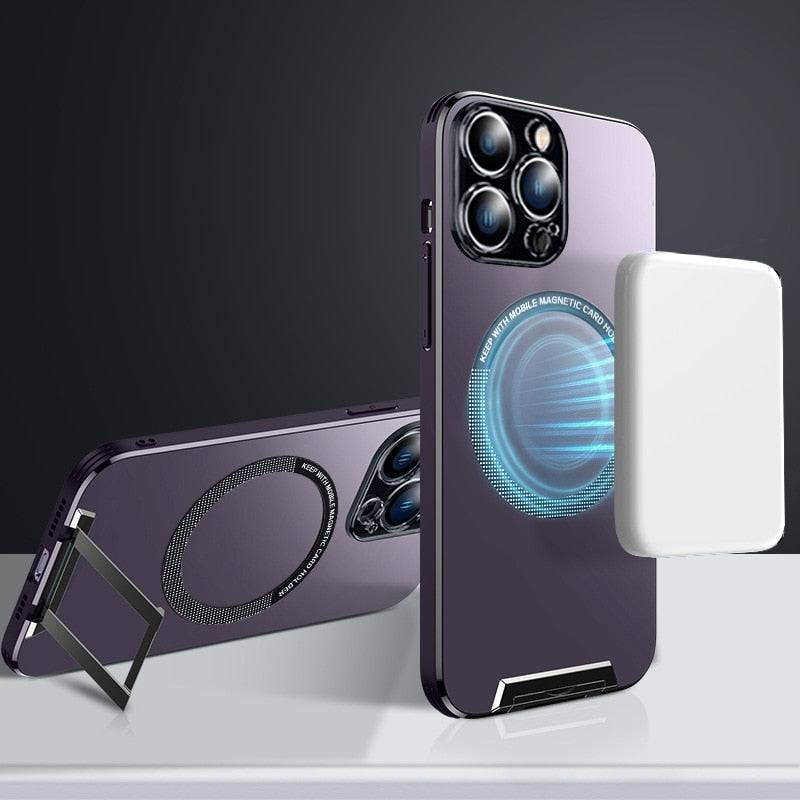 Luxury Kickstand Back Case - Compatible with MagSafe - MG-Purple / For iPhone 13 - sky-cover