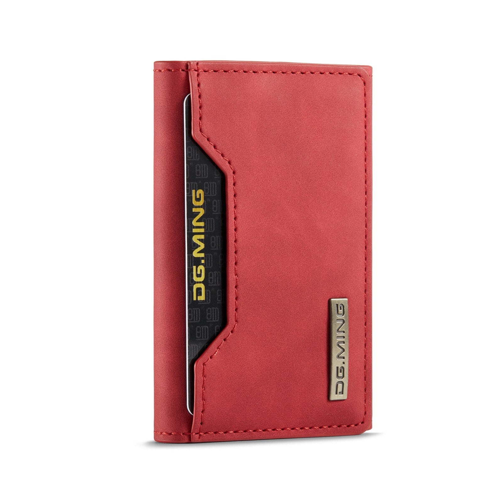 Leather Phone Wallet And Magnetic Card Holder - Fits Any Smartphone - Red - sky-cover