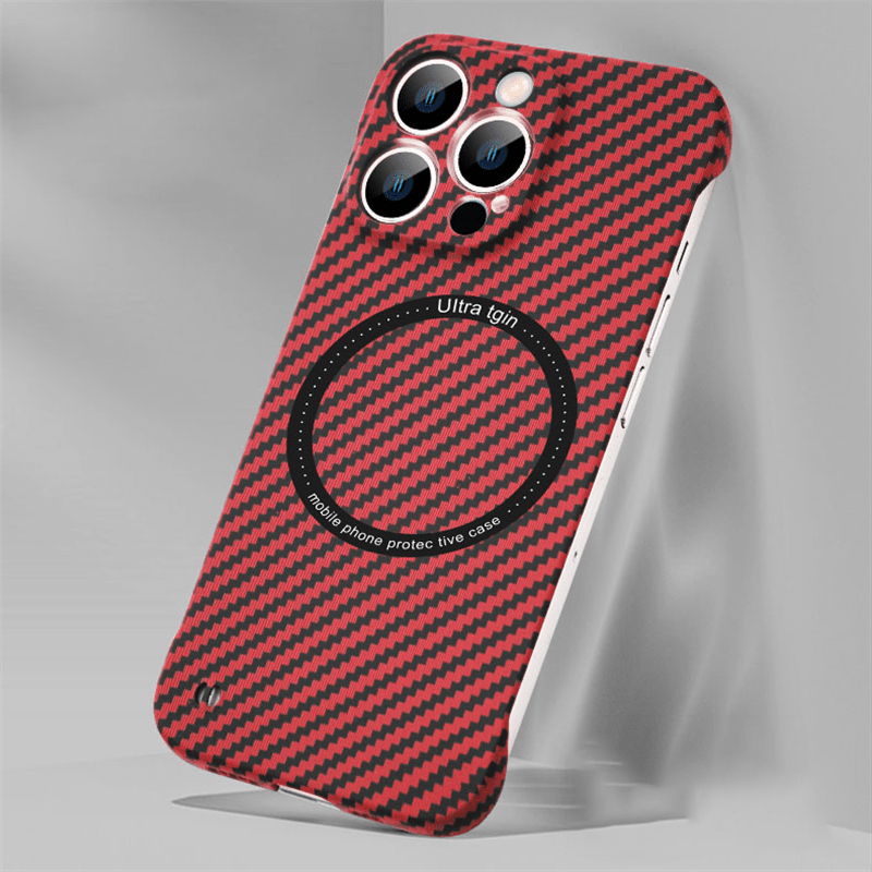 New Version 2.0 MagSafe Compatible Magnetic Cover Carbon Fiber Texture - Red / iPhone 13 - sky-cover