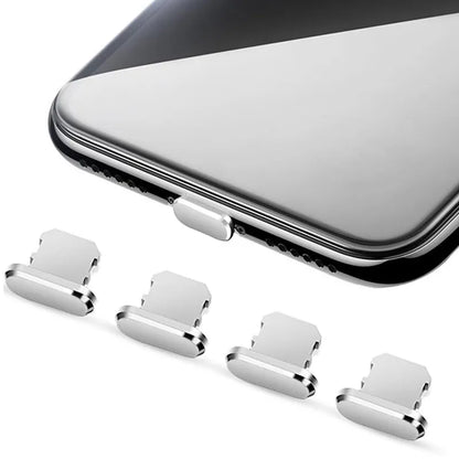 4 PCS Aluminum Alloy Anti Dust Plug for All iPhone Series and iPad AirPods - Silver-4PCS - sky-cover
