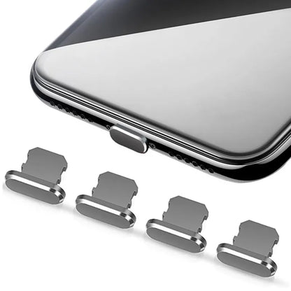 4 PCS Aluminum Alloy Anti Dust Plug for All iPhone Series and iPad AirPods - Grey-4PCS - sky-cover