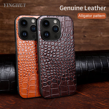 Genuine Leather Phone Case For Apple iPhone 15 14 13 Pro Max Plus Cowhide Leather Cove - sky-cover