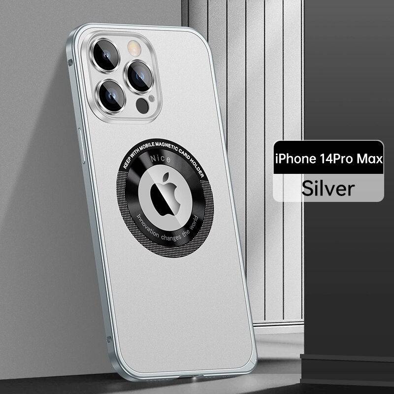 Magnetic Metal Phone Case Aluminum Frame Original Color Phone - Silver / For Iphone 14 - sky-cover