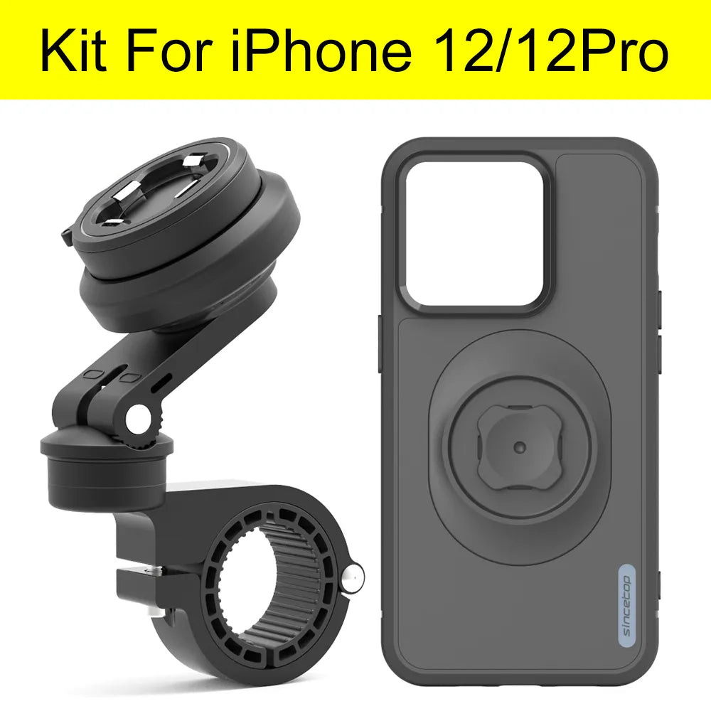 Shockproof Shock Absorption Phone Holder for Motorcycle, Road Mountain Bike Riding for iPhone Accessories - L061-KIT-12-12 PRO / Black - sky-cover