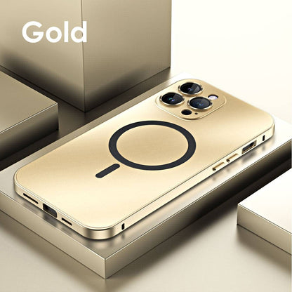 Luxury Magnetic Alloy Metal Magsafe Cover With Lens Film Protection - Gold / For Iphone 14 - sky-cover