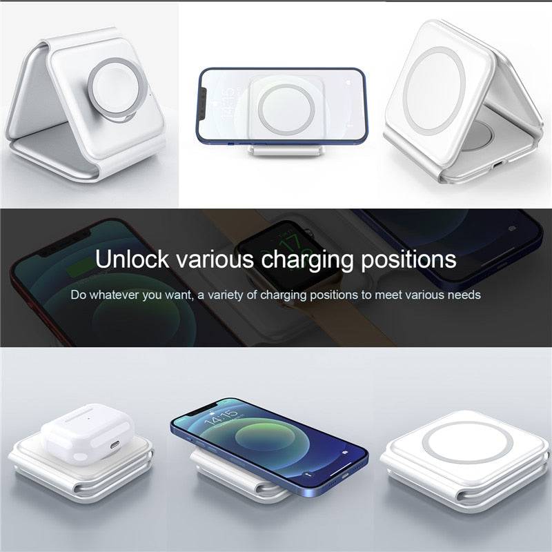 The Ultimate 3-In-1 Wireless Charger Foldable - Magnetic Fast Charging
