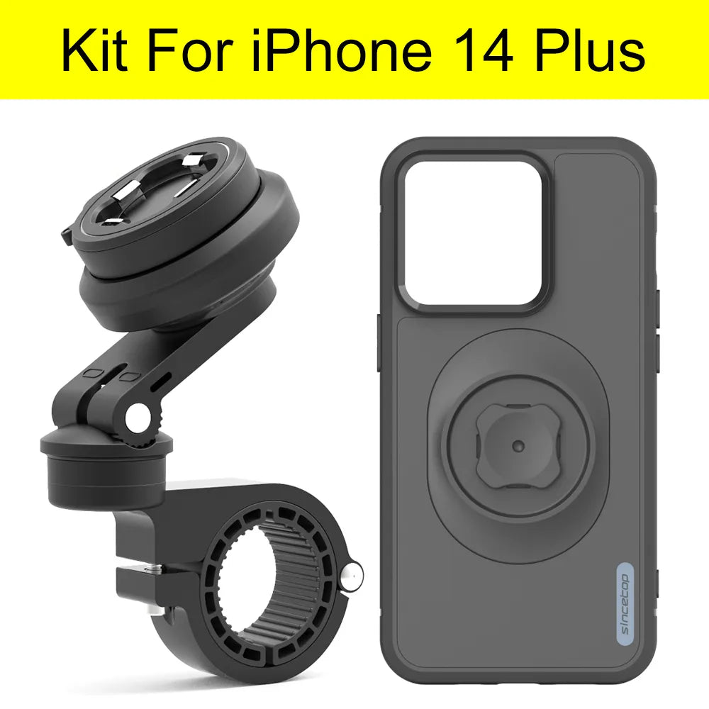 Shockproof Shock Absorption Phone Holder for Motorcycle, Road Mountain Bike Riding for iPhone Accessories - L061-KIT-14 PLUS / Black - sky-cover
