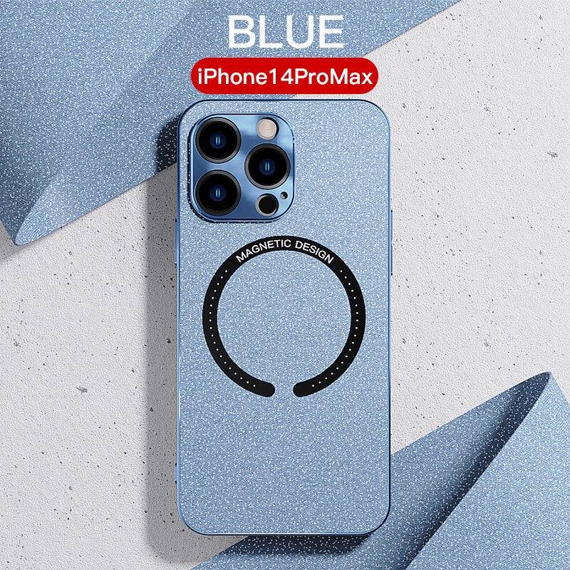 Leather Case for Magsafe Cases Electroplating Magnetic - Blue / iphone 14 - sky-cover