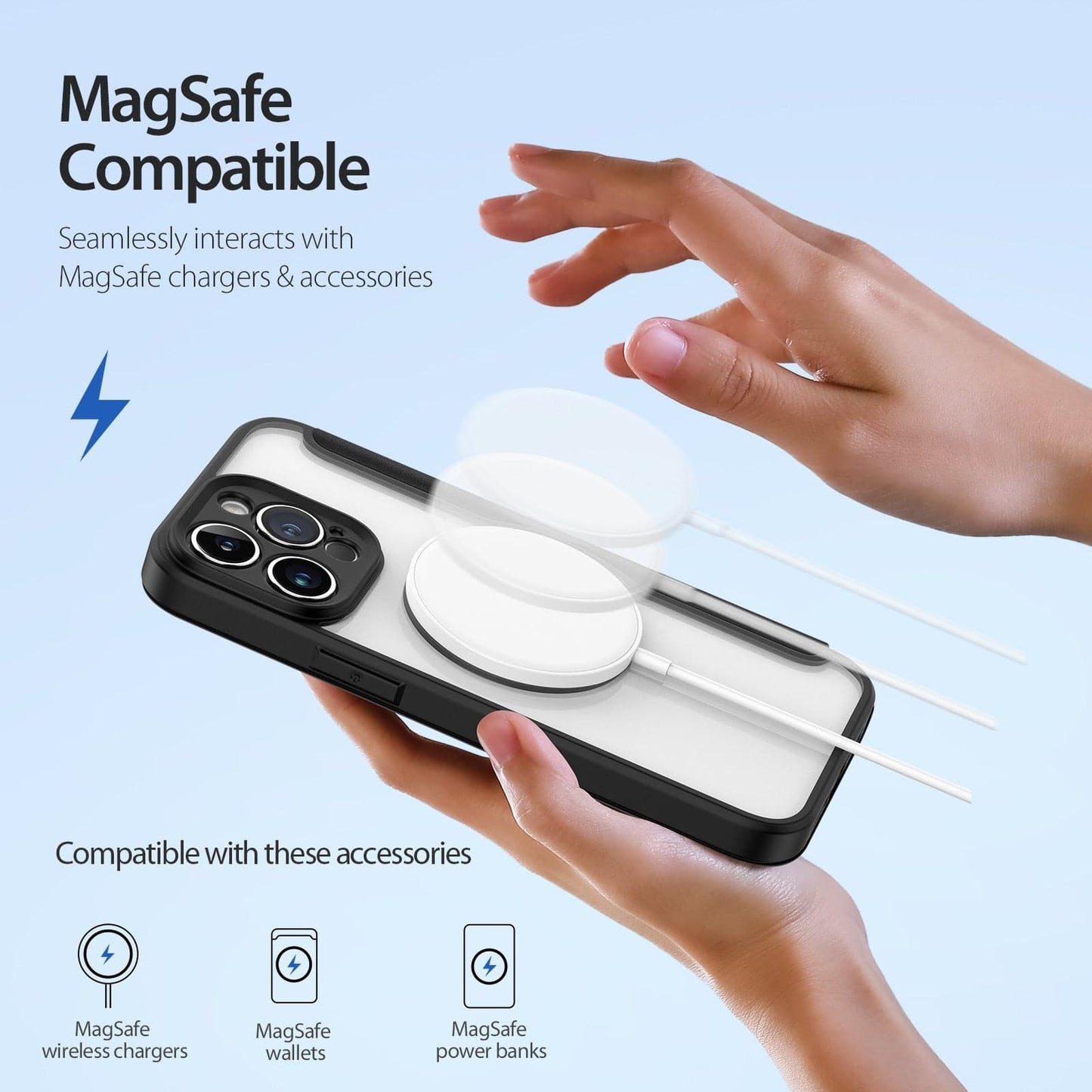 Magsafe Strong Magnetic Wireless Charging Wallet - Case Clear Back Sleeve Cover - sky-cover