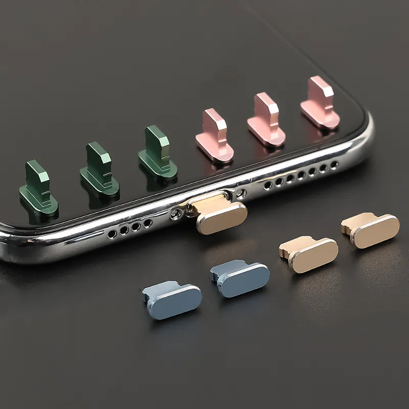 4 PCS Aluminum Alloy Anti Dust Plug for All iPhone Series and iPad
