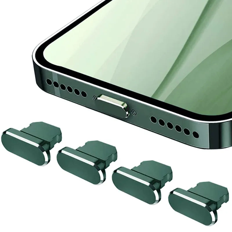 4 PCS Aluminum Alloy Anti Dust Plug for All iPhone Series and iPad AirPods - Night Green-4PCS - sky-cover