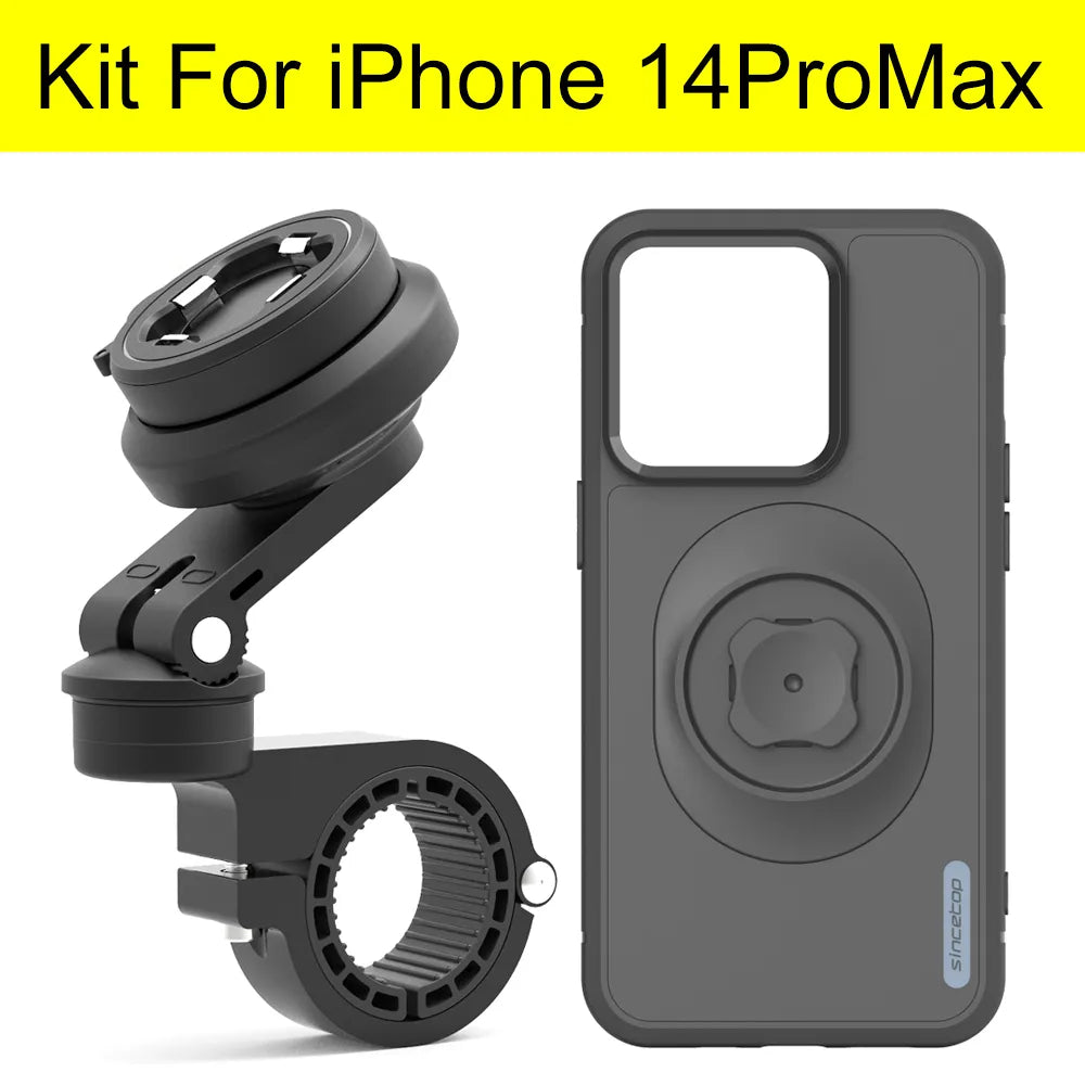 Shockproof Shock Absorption Phone Holder for Motorcycle, Road Mountain Bike Riding for iPhone Accessories - L061-KIT-14 PRO MAX / Black - sky-cover