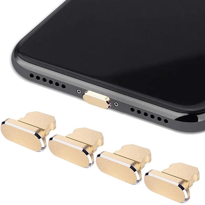 4 PCS Aluminum Alloy Anti Dust Plug for All iPhone Series and iPad AirPods - Gold-4PCS - sky-cover