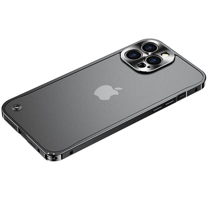 Metal Case For IPhone 13 case Aluminum Frame Frosted Back Panel - Black / for iphone 15 pro max - sky-cover