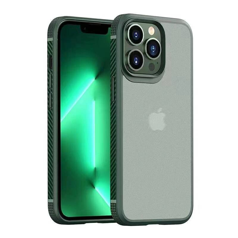 Carbon Fiber Border Matte Transparent Case for All iphone - Dark Green / For iphone 13 - sky-cover