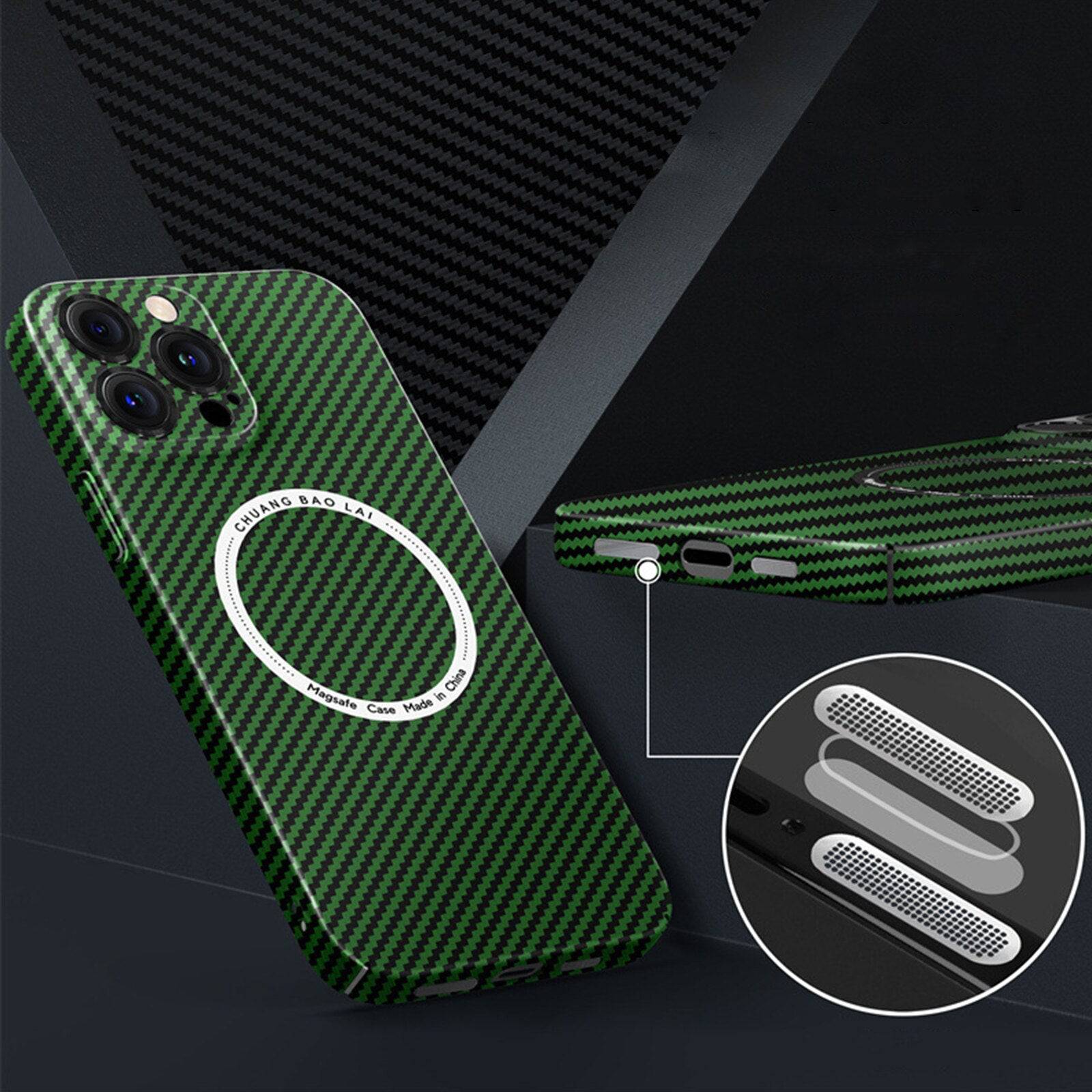 MagSafe® Compatible carbon Fibre Phone Case - Limitless 5.0 - green / For iPhone 14ProMax - sky-cover